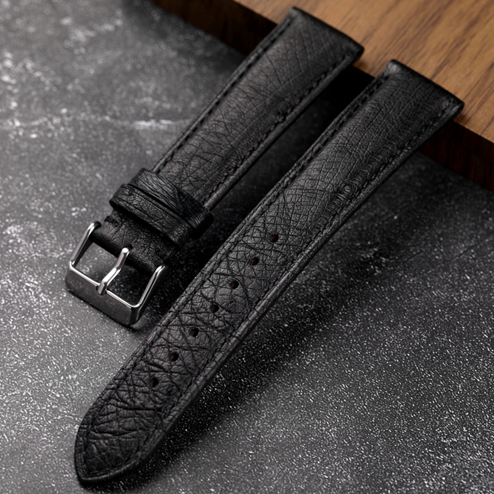 Nylon Nato Strap - Handmade South African Ostrich Leather Black