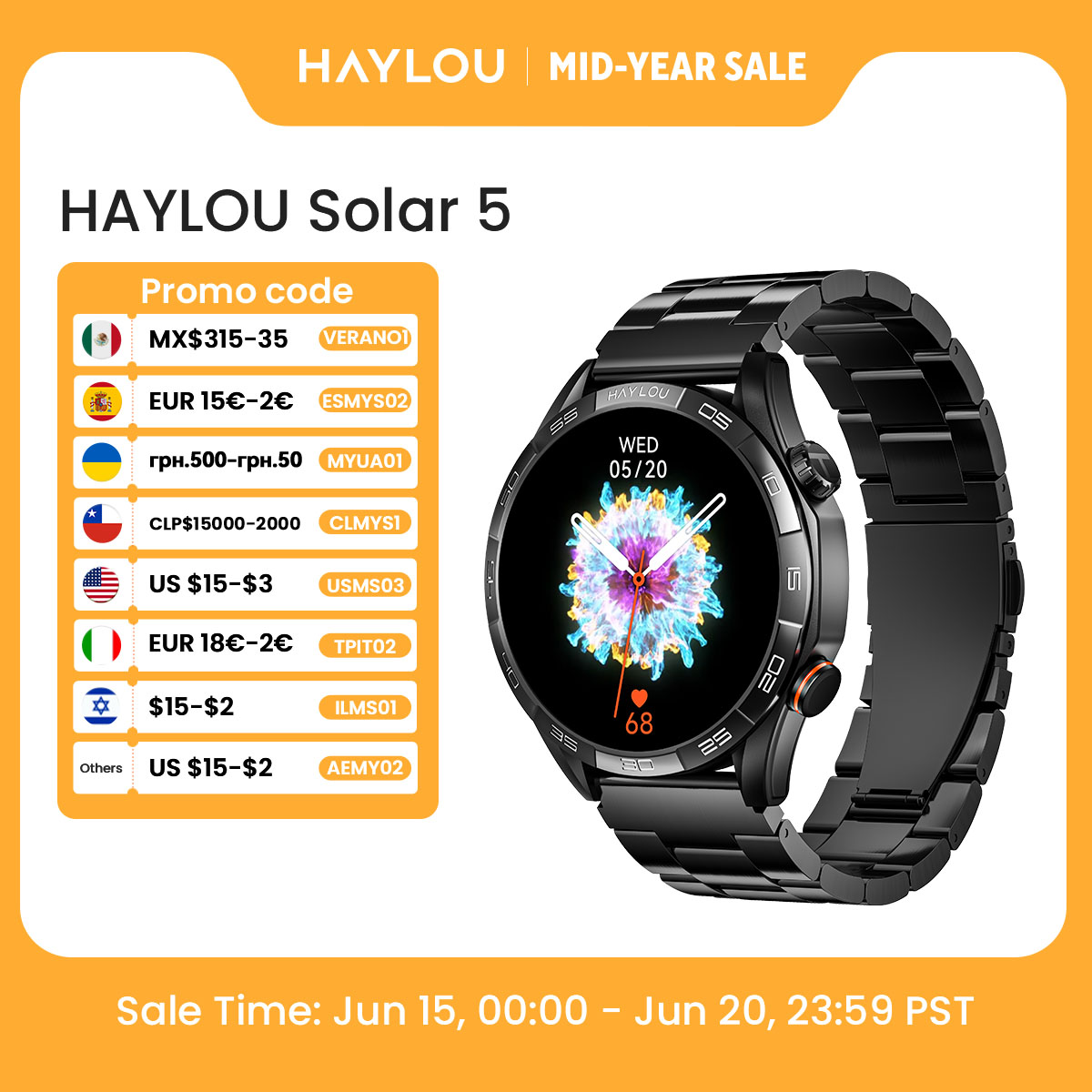 HAYLOU Solar 5 Voice Calling S - Smartwatch Face recension och pris