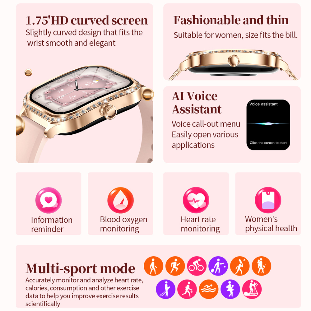 2026 New Fashion Women Diamond - Smartwatch Face recension och pris
