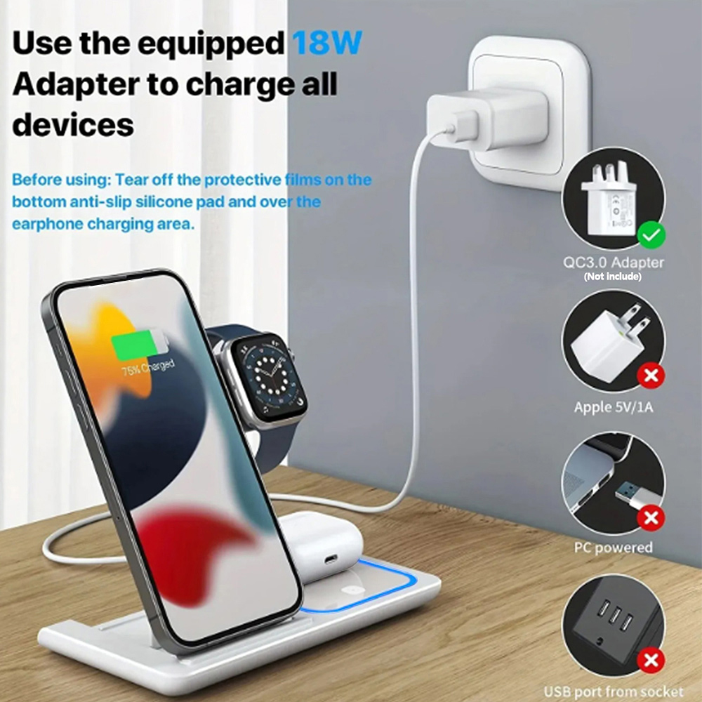 15W 3 in 1 Wireless Charger St - Wireless Charger Watch recension och pris