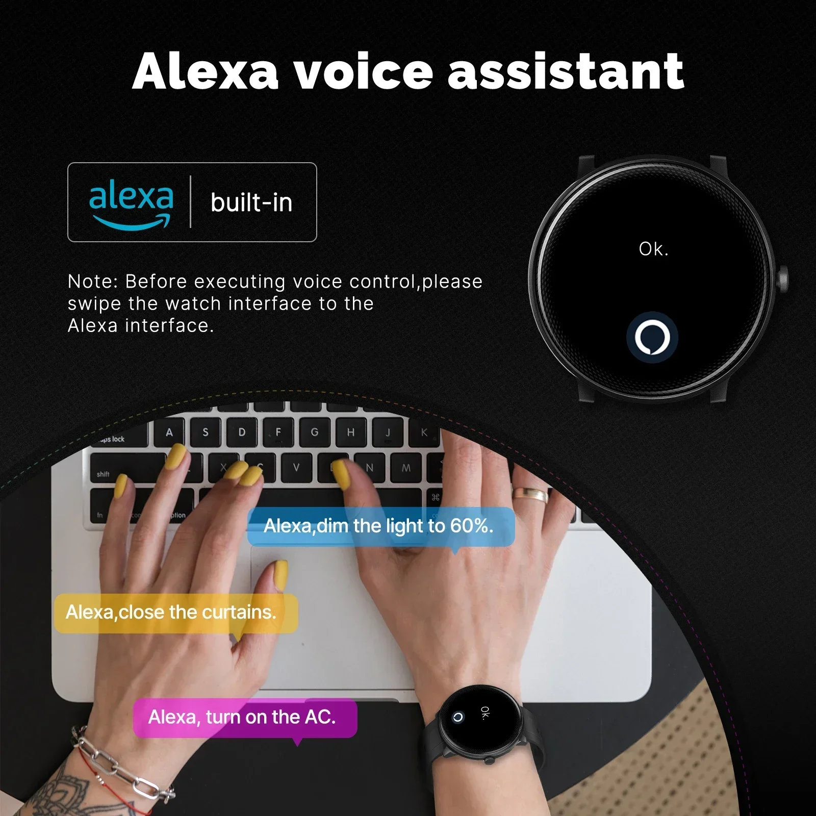 MOES Smart Watch Alexa Built-i - Smartwatch Touch recension och pris