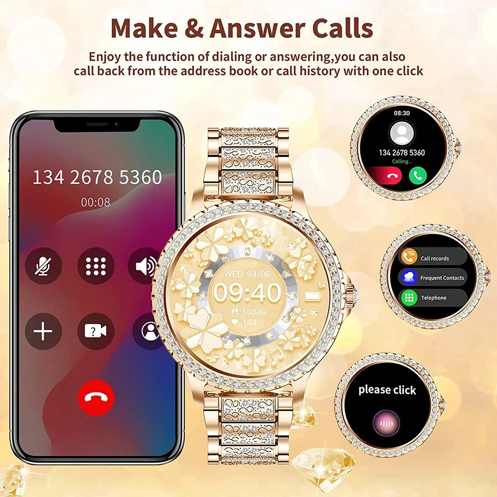 Fashion Luxury Gold Women Smar - Smartwatch Face recension och pris